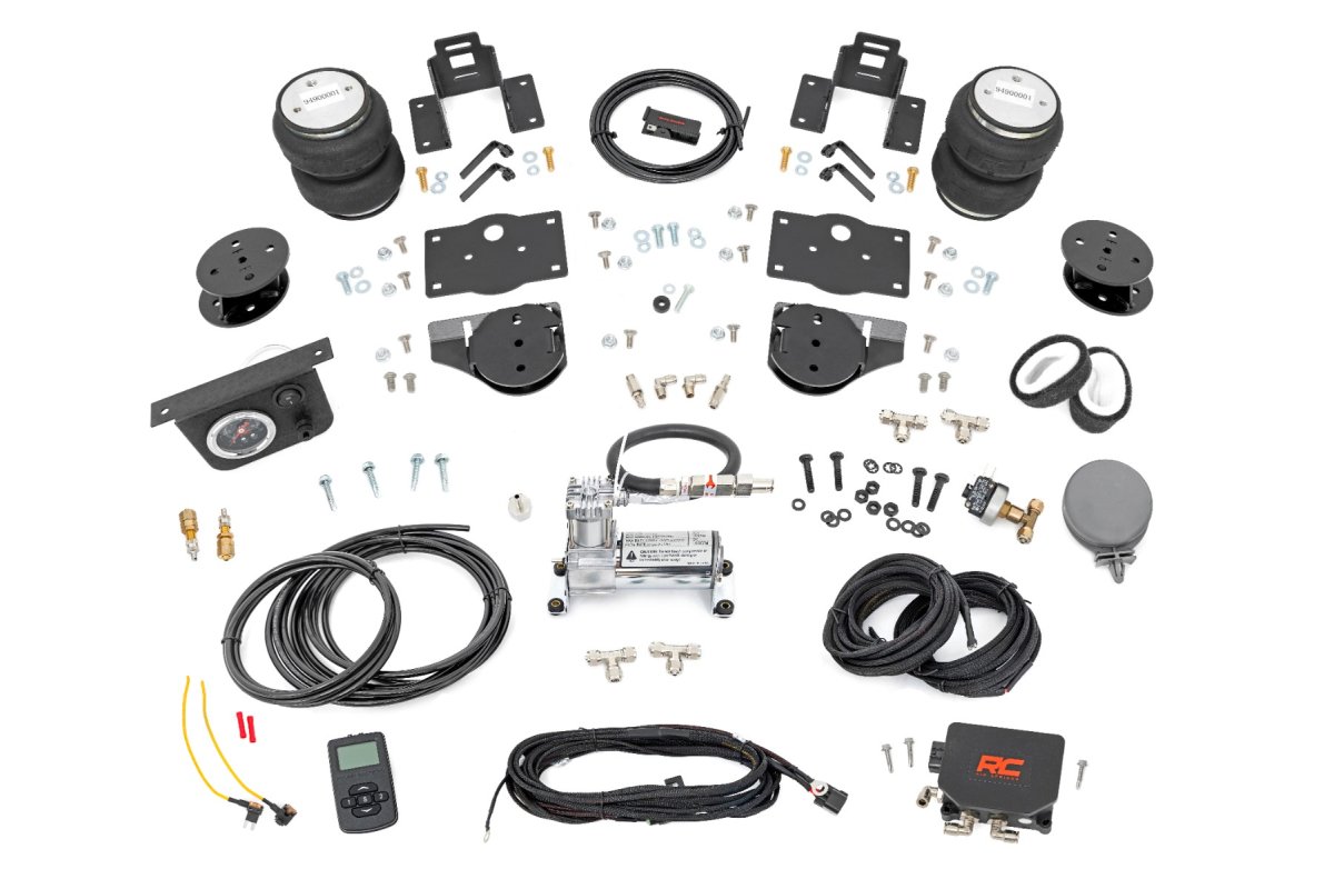 Ram 1500 Rear Air Spring Kit - Rough Country - with Compressor, Wireless Controller, 4 Inch Lift Kit - '19-'23